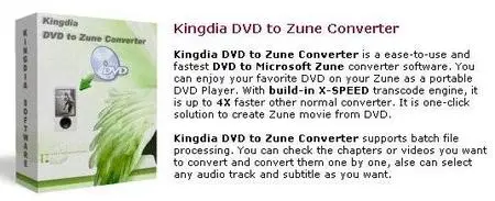 Kingdia DVD To Zune Converter v1.5.5