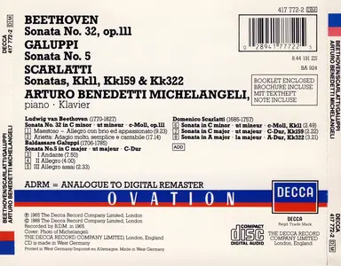 Arturo Benedetti Michelangeli - Beethoven: Sonata No.32, Op.111; Galuppi, Scarlatti (1986)