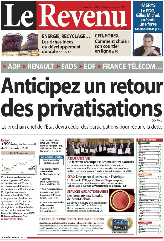 Le Revenu Hebdo Bourse 1168 - 30 Mars au 5 Avril 2012