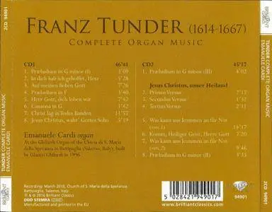 Emanuele Cardi - Tunder: Complete Organ Music (2016)