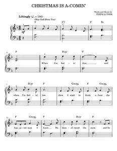 Christmas Is A-Comin' (May God Bless You) - Frank Luther (Easy Piano)
