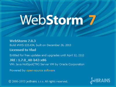 JetBrains WebStorm 7.0.3 Build 133.434