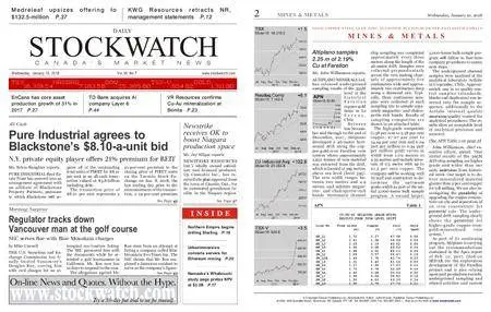 Stockwatch - Canada Daily – January 10, 2018