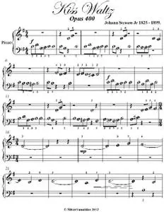 «Kiss Waltz Beginner Piano Sheet Music» by Johann Strauss Jr