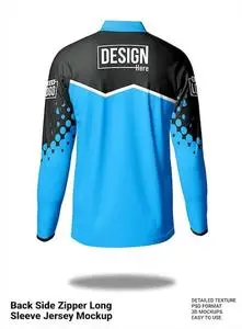 Back side zipper long sleeve jersey mockup
