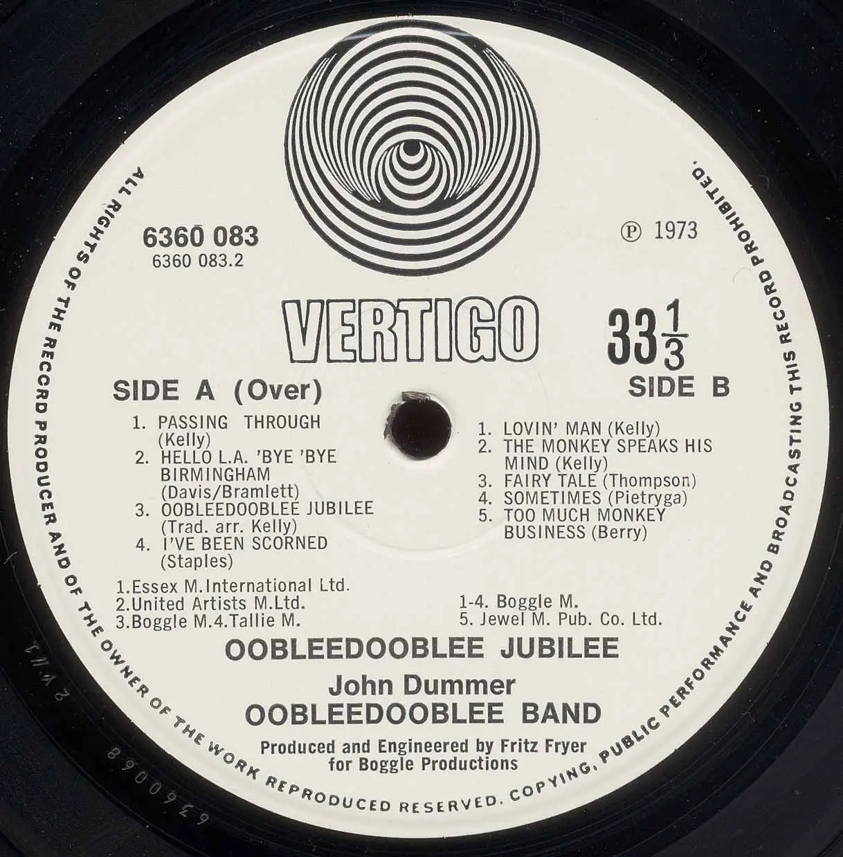 John Dummer's Oobleedooblee Band - Oobleedooblee Jubilee (Vertigo 1973) 24-bit/96kHz Vinyl Rip