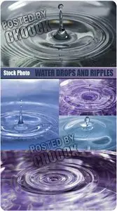 Water drops and ripples - Stock Photo