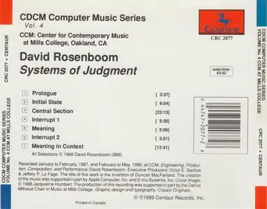 David Rosenboom - Systems Of Judgment (1989) {Centaur}