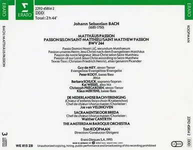Ton Koopman, The Amsterdam Baroque Orchestra - Johann Sebastian Bach: Matthäus-Passion (1993