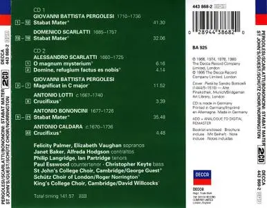 George Guest, St John's College Choir, Roger Norrington, Schütz Choir - Pergolesi, D.Scarlatti, Bononcini: Stabat Mater (1995)