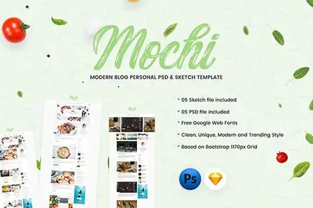 Mochi - Personal Blog PSD & Sketch Template