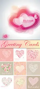 Greeting Cards with Hearts Vector