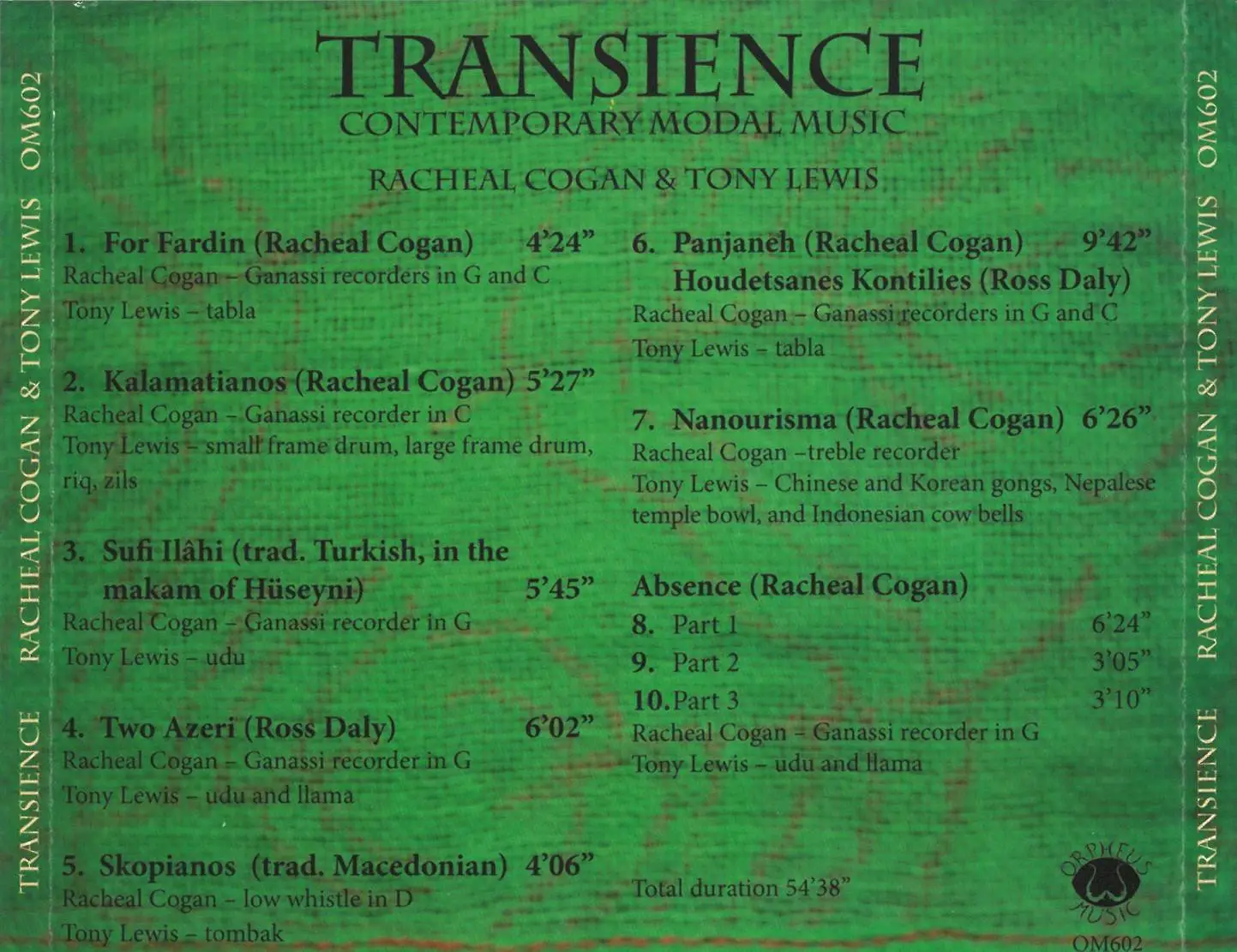 Racheal Cogan & Tony Lewis - Transience: Contemporary Modal Music (2006) {Orfeus Music OM602}