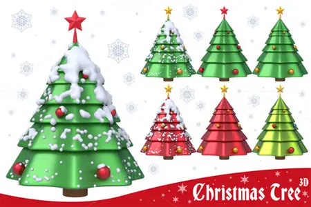 PNG Set - Christmas Tree 3D Set 1