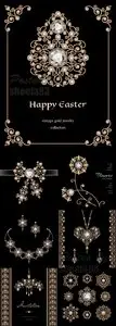 Golden Jewels on Black Background Vector