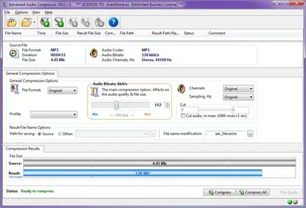 Advanced Audio Compressor 2012.0.2.3