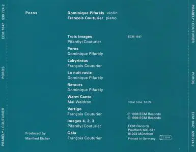 Dominique Pifarely & Francois Couturier - Poros (1998) {ECM 1647}