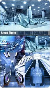 Stock Photo: Hall with escalator