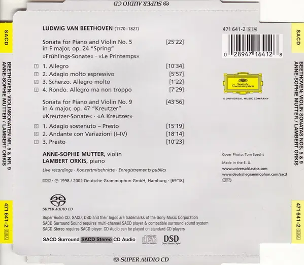 Anne-Sophie Mutter, Lambert Orkis - Beethoven: Spring & Kreutzer ...