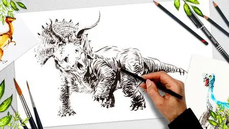 Complete Dino Drawing And Design: 2D To 3D Illustrations