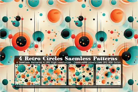 EE - 4 Retro Circles Seamless Patterns HNYUMLF