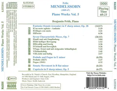 Benjamin Frith - Felix Mendelssohn: Piano Works, Vol. 5 (1999)