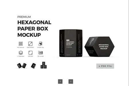 EE - Hexagonal Paper Packaging Box Mockup KLE4FYJ