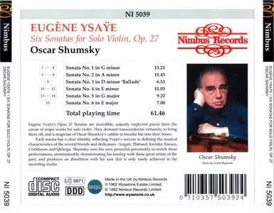 Oscar Shumsky - Eugene Ysaye: Six Sonatas for Solo Violin (1986)