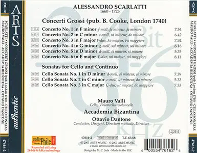 Alessandro Scarlatti - Mauro Valli / Accademia Bizantina - Concerti Grossi & Cello Sonatas (2001) [Repost, new rip]