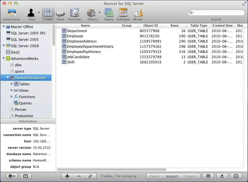 Navicat for SQL Server 10.0.6 (Mac Os X)