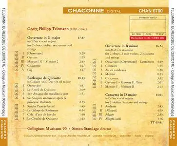 Collegium Musicum 90, Simon Standage - Telemann: Burlesque de Quixotte (2003) (Repost)