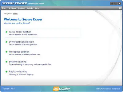 Ascomp Secure Eraser v4.0.0.0 Professional Edition 