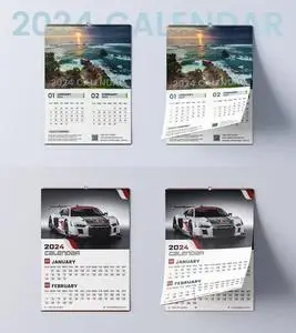 2 Wall Calendars for New Year 2024 - PSD Templates