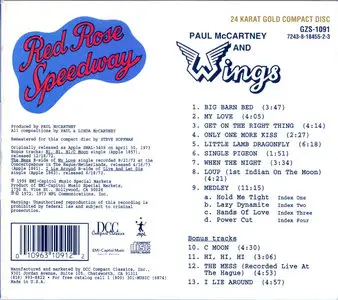 Paul McCartney & Wings - Red Rose Speedway (1973) [1996, DCC GZS-1091]
