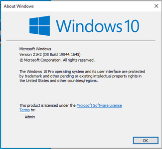 Windows 10 21H2 19044.1645 Consumer/Business Edition (x86/x64) April 2022 MSDN