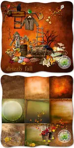 Scrap Set - Drizzly Fall PNG and JPG Files