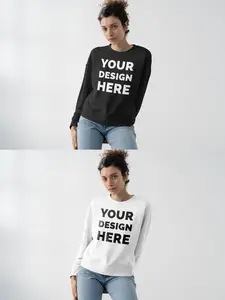 Mockup Of Woman Wearing Customizable Sweatshirt, Front View 1681061058