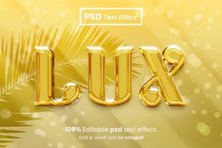 PSD gold lux glossy 3d editable text effect