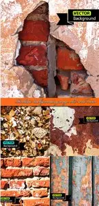 Realistic backgrounds grunge old wall vector
