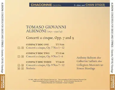 Collegium Musicum 90, Simon Standage - Albinoni: The Collected Concertos for Oboes and Strings (2013) 3 CD Set