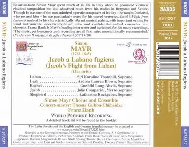 Franz Hauk, Simon Mayr Ensemble - Johann Simon Mayr: Iacob a Labano fugiens (2015)