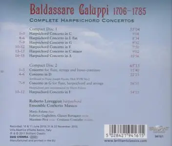 Baldassare Galuppi - Complete Harpsichord Concertos - Roberto Loreggian (2011) {2CD Set, Brilliant Classics 94161}