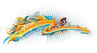 Vector racing bicycle with funky arrow pattern