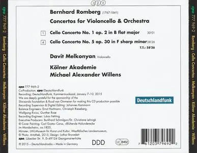 Davit Melkonyan, Michael Alexander Willens, Kölner Akademie - Bernhard Romberg: Cello Concertos (2015)