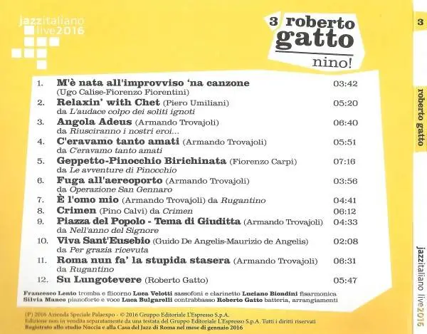 Roberto Gatto - Nino! (2016) {Casa Del Jazz}