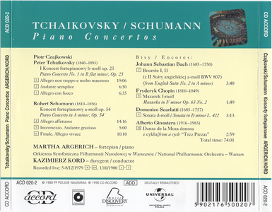 Martha Argerich - Tchaikovsky, Schumann: Piano Concertos (1996)