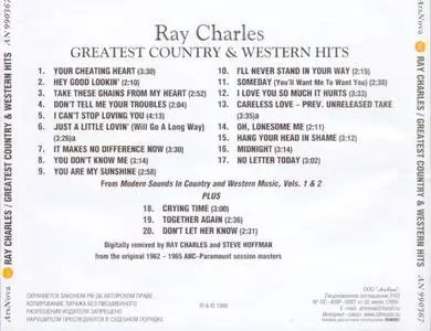 Ray Charles - Greatest Country & Western Hits (1988) {1999 ArsNova}