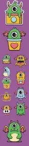 Collection of cartoon monster sticker design Vol 2