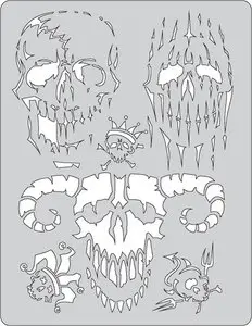 Skulls. Stencil for airbrush.