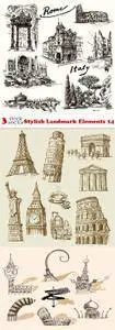 Vectors - Stylish Landmark Elements 14